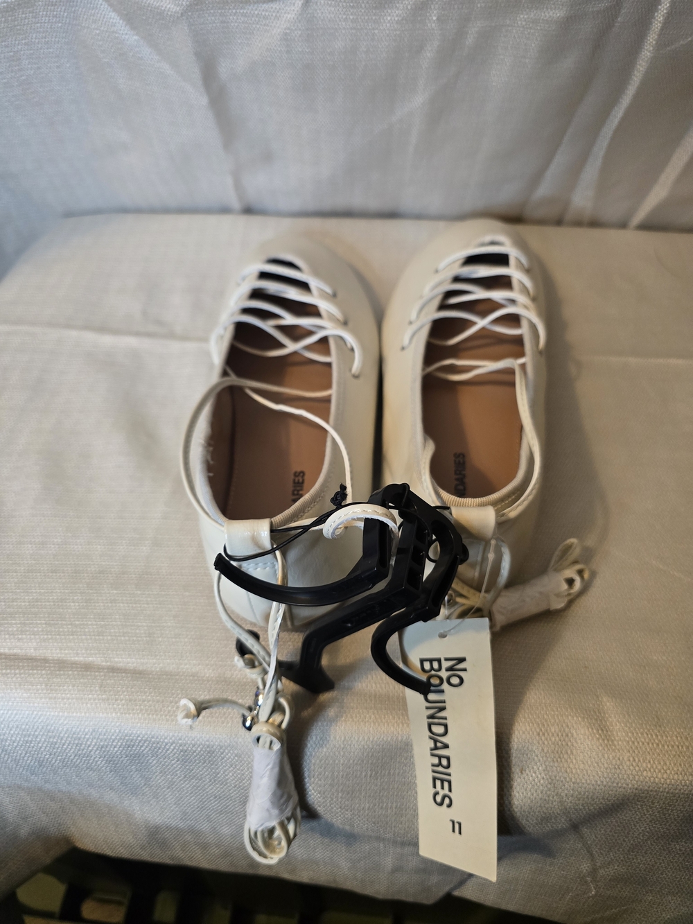 No Boundaries Cream Color  Lace-Up Women's Flats with Crisscross Laces
